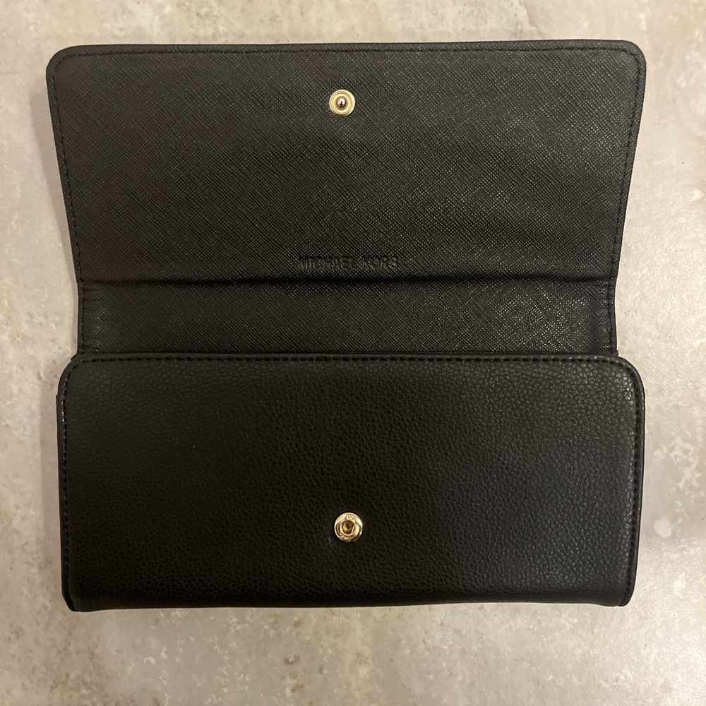 Michael Kors Black Fulton Pebbled Leather Wallet Good Condition - Picture 3 of 7